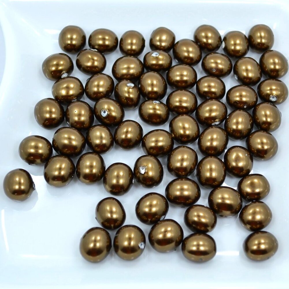 Bronze Baroque Shell Pearls, 15x13mm Egg Shape Beads, Set of 18, Jewelry Making